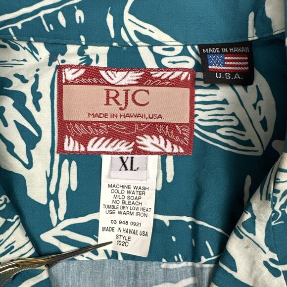 RJC VTG Cotton Hawaii Islands Palm Trees Hawaiian Shirt Made Hawaii USA Men's M - Picture 2 of 8